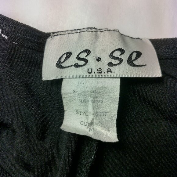 Vintage 1990s Slip Dress Size M Stretch Black White Fish Abstract Beach Maxi - Picture 6 of 6